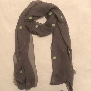 Grey and like green polka dot stole